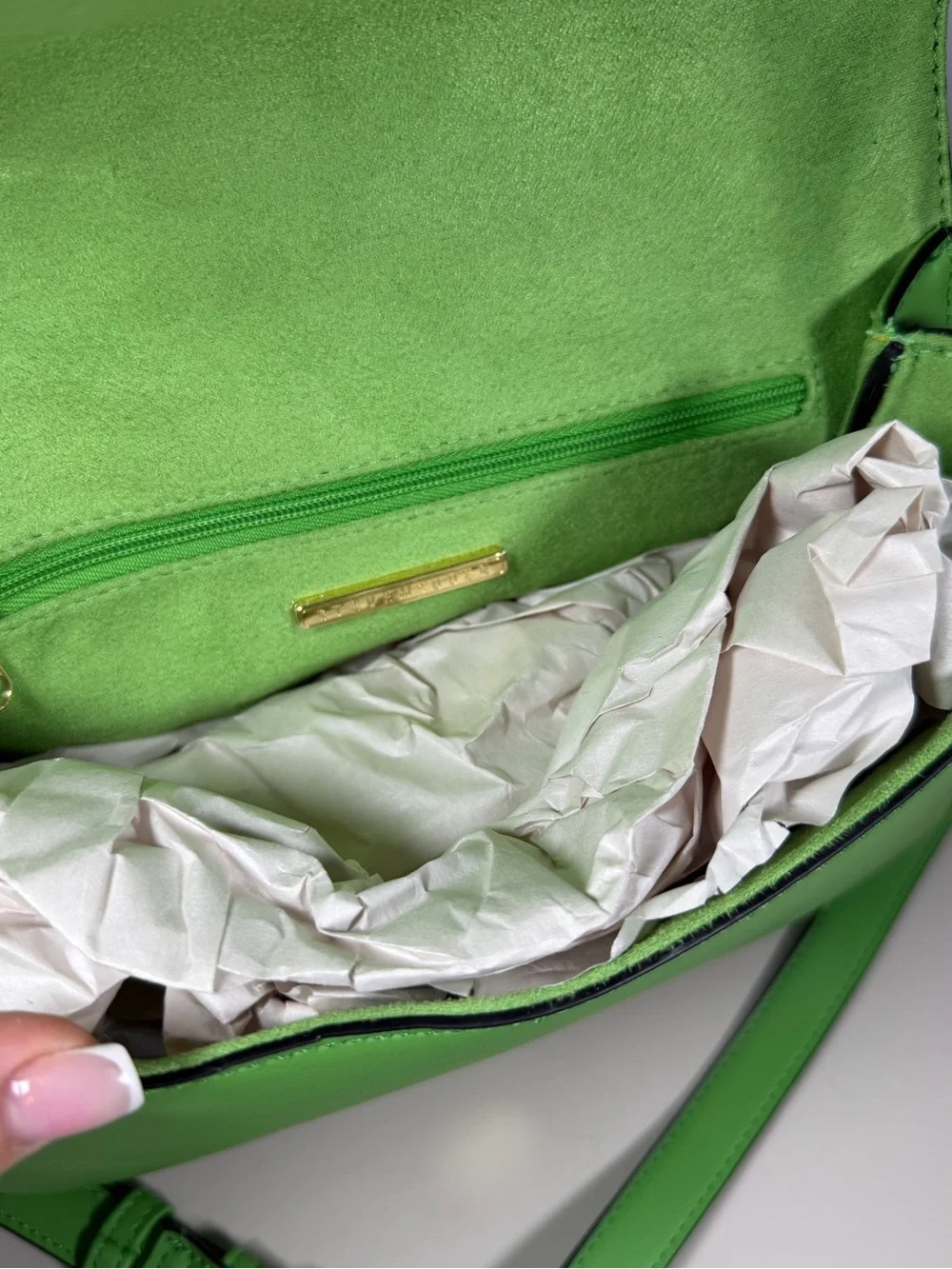 Steve Madden Lime Green Leather Crossbody Satchel with Gold Handle